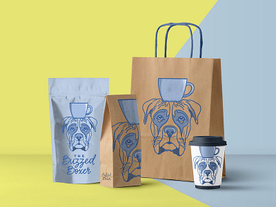 The Buzzed Boxer Coffee Shop Packaging coffee coffee cup coffeeshop color design dog illustration lettering lettering art lettering artist packaging typography