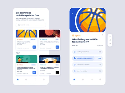 Mobile Application - Poll, survey, prediction maker basketball blue charts environment golden state warriors mars mobile app design politic poll prediction science social sport statistics survey