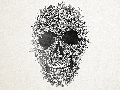 Skull Flowers best flowers ink nankin art arts skull tattoo vandre