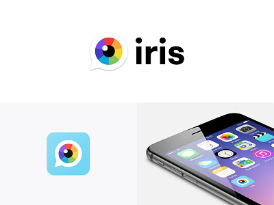 Logotype and App Icon for Iris app communication eye flat icon iphone logo message rainbow social