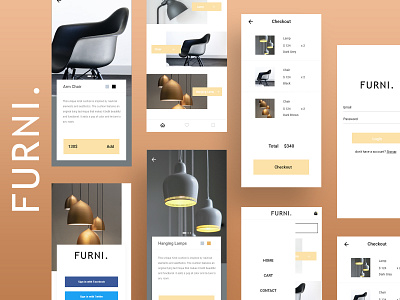 Furni UI Kit design freebie furniture ios minimal uikit uiux uplabs