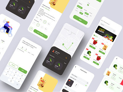 Grocer App UI kit 2020trends design elements foodkit grocery ios ui ui8 uikit uitrends uiux ux
