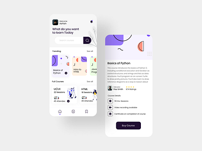 Online Education course app 2020trends android app design app app design design figma figmaresource ios minimal mobiledesign online course ui uiux ux webdesigning xd design