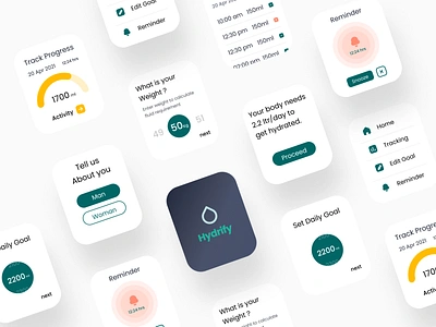 Hydrify Watch UI Kit 2021 appconcept appicon applewatch design designtrends figjam figma freebie ios minimal productdesign reminder app uiux watch watchos watchuikit wearable