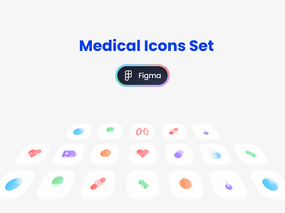 Medical frosted icon set