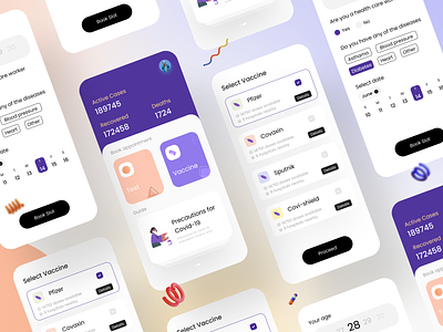 Covid-19 Vaccine Booking Concept App UI app concept covaxin covid 19 covid test booking covishield designer essential figma neat pandemic trends 2021 ui design uiux ux design vaccination vaccine vaccine booking