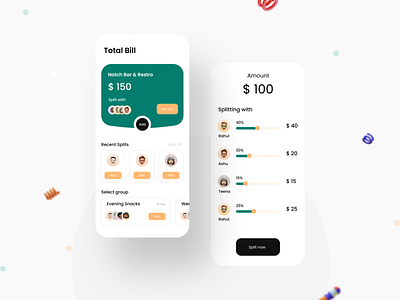 Bill Split UI Screen app design bill split clean design design design trends figma finance app modern product design splitting ui design user interface ux ux designer