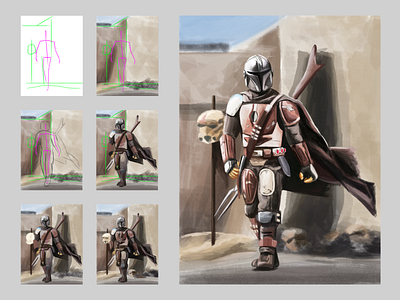 Mandalorian illustration (with process) character digital art drawing illustration illustration art mandalorian speed painting speedpainting star wars starwars