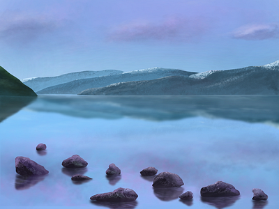 Evening Lake illustraion illustration art illustrations ipadproart landscape illustration procreate procreate art