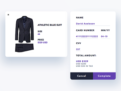 Daily UI #002 Credit Card Checkout card checkout clean creditcard dailyui dropshadow fashion form minimalistic simple suit suitsupply