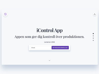iControl App Landing Page app clean landingpage launch minimal optin startup website wip