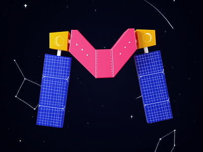 M satellite 2d 36 days of type 36days 3d cinema4d illustration m octane satellite space type typography