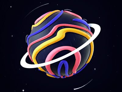 Planet O 2d 36 days of type 36days 3d cinema4d illustration mixed o octane planet space type typography