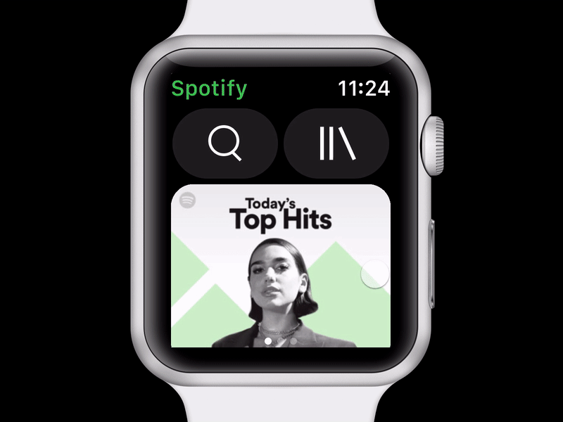 Spotify WatchOS - Part 4 animation apple apple watch design interaction invisionstudio micro interaction minimal motion music player spotify transitions ui ux watch watch app watch os watch ui watchos