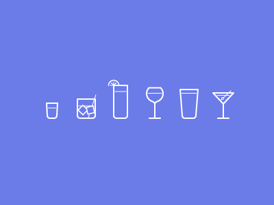 Drink Icons alcohol bar beer drinks glasses highball martini old fashioned pint shot tumbler wine