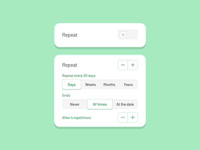 Simple event repetition in mobile app with add/minus switch