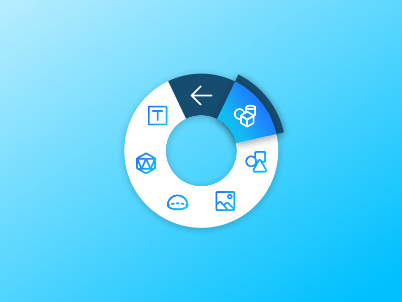 Element picker using radial menu blue circle circular controller icons interaction menu navigation picker pie radial skybox touch ux virtual vr