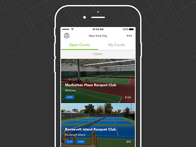 Opencourt app booking court ios iphone mockup opencourt play reserve tennis ui ux