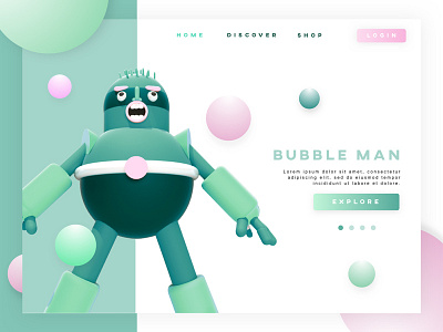 Bubble MAN - UX/UI Design 3d character design interface uidesign uxdesign webdesign