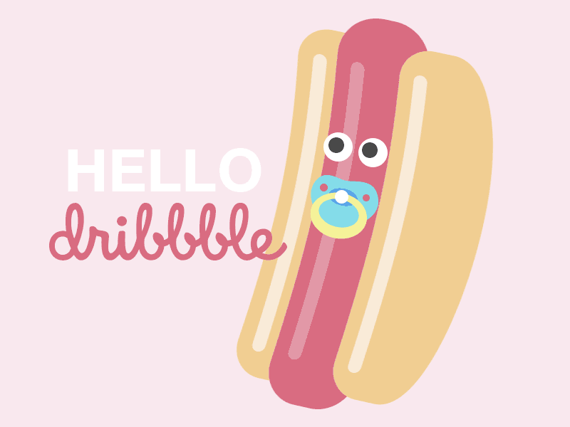 Baby Hotdog Debut animation baby debut eyes hello hot dog hotdog pacifier pink