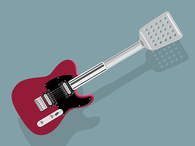 Guitar Spatula chrome guitar illustrator red spatula telecaster vector