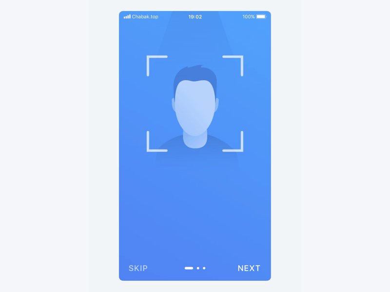 Onboarding for AI Cameras Security System animation app blue and white design detection face firstshot flat gun hand illustration ios onboarding principle protection safety security ui ux vector