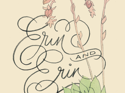 double Erin wedding illustration botanical hand lettering illustration lettering script wedding