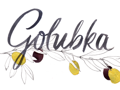 Golubka Kitchen recipe blog header botanical food hand lettering lettering pencil watercolor