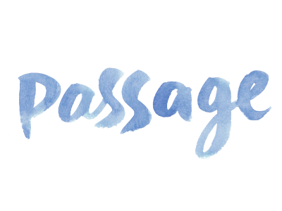 Passage Blue logo blue brush lettering logo watercolor