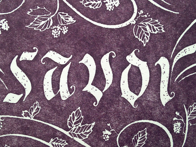 Letterpress detail, Savor