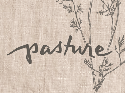 logo for Pasture fine dining restaurant botanical brush lettering culinary foraging hand lettering nature restaurant