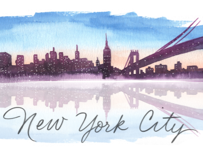NYC skyline wip illustration landscape new york city nyc skyline watercolor illustration