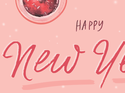 Happy New Year citrus blood orange food illustration hand drawn hand lettering handwriting happy new year millennial pink snow watercolor