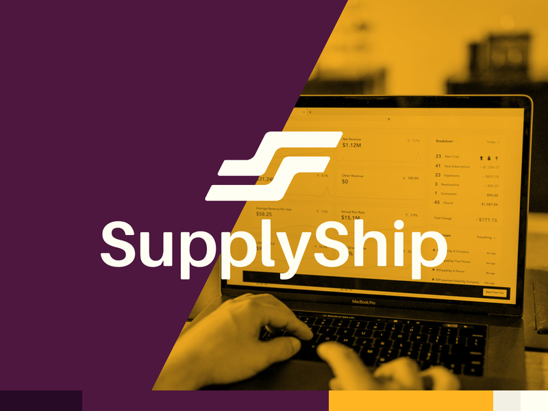 SupplyShip box brand burgundy design ecommerce gold hero image hero section icon logo logo design logotype mobile shipping software ui ux web