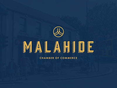 Malahide Chamber of Commerce Logo brand identity branding design gold icon identity identity design logo logo design logo lockup logo mark navy typography