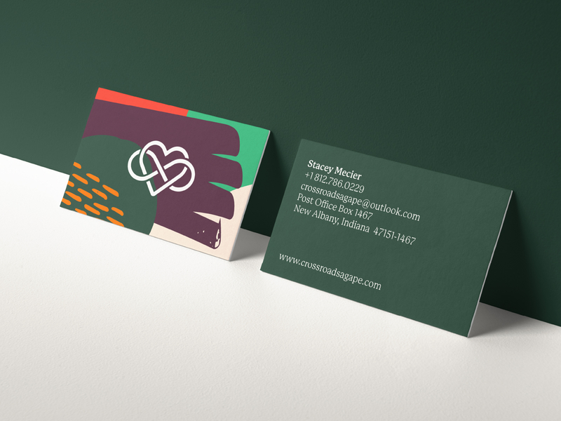 Crossraods Agapé Business Cards branding business card green identity identity design logo logo design logo mark mockup print typography