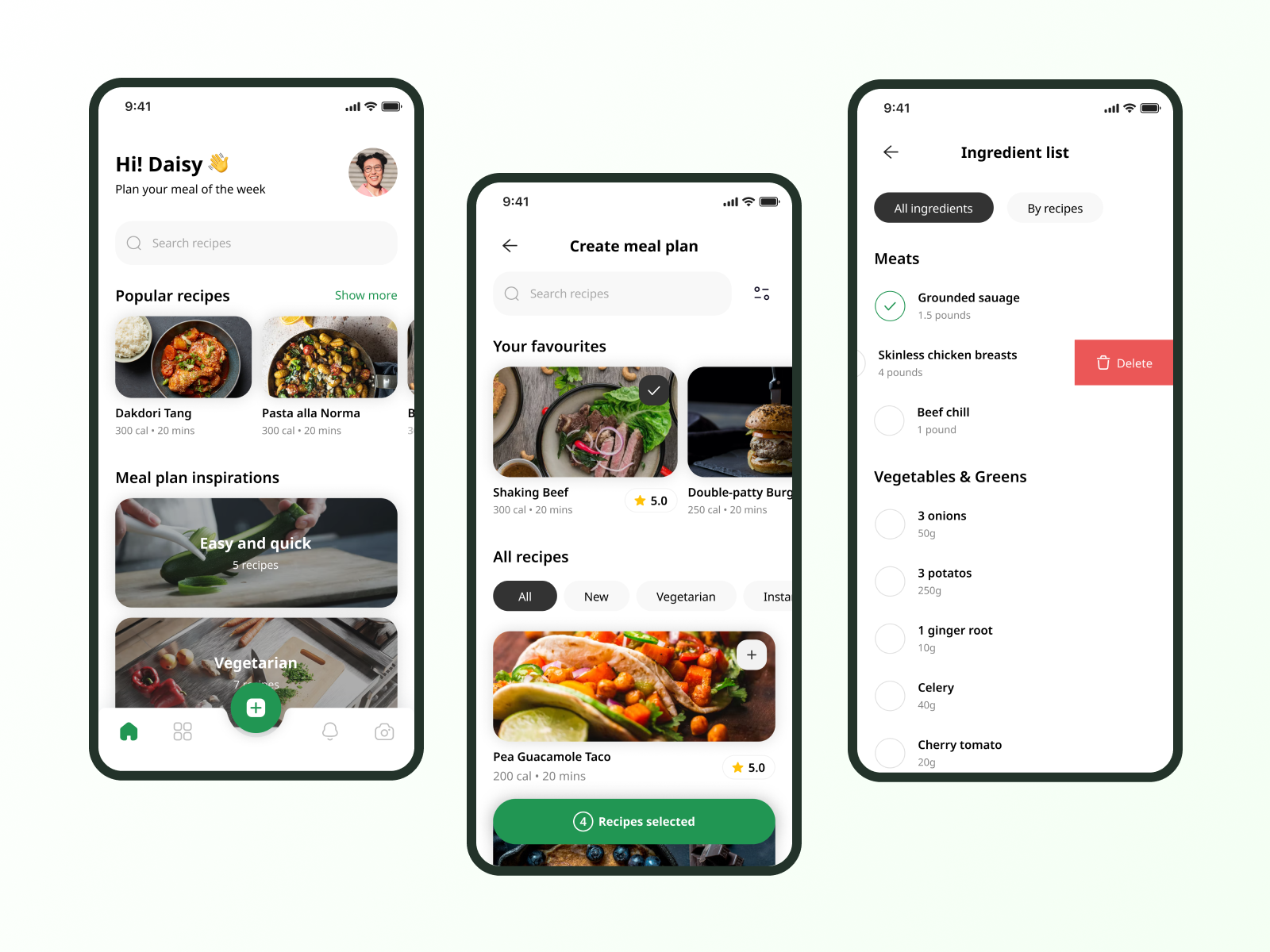 Meal planner by Ying Ying Szeto on Dribbble