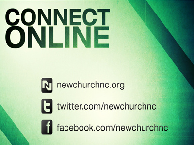Connect Online announcement church connect facebook follow green online prereel slide twitter website
