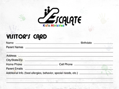 Escalate Visitor's Card - back card children church connect escalate information kids kids ministry ministry visitor