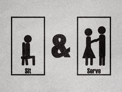 Sit & Serve announcement chair connect help man prereel serve sign sit slide volunteer woman