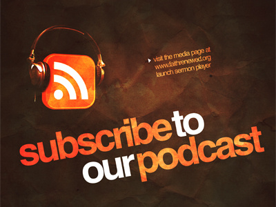 Podcast Slide announcement ipod itunes listen media podcast prereel rss slide subscribe