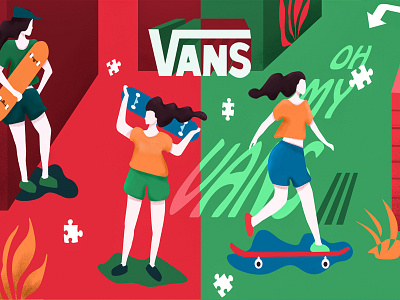 Vans Skateboard Illustration branding flat illustration web