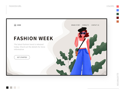 Web page of fashion week design flat illustration ui vector web website