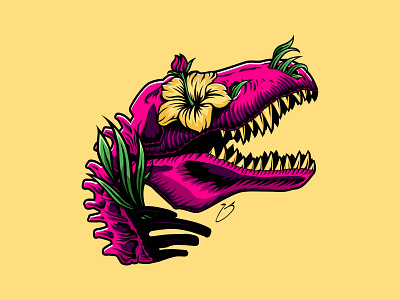 Beautifully Dead | Illustration artwork beautiful dead design dinosaur drawing graphic design illustration illustrator pink sketch tshirt yellow