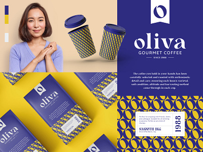 Oliva Gourmet Coffee | Logo | Brand beautiful blue branding coffee creative design dribbble elegant graphic graphic design illustrator logo mockup photoshop sample simple yellow
