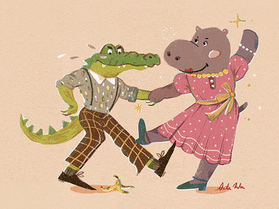 Aligator's tear aligator character digital graphic hippo illustration postcardproject
