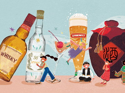 happy beer and wine day! art beer brand branding character illustration wine