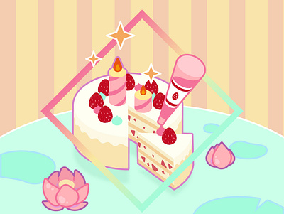 Strawberry Cake food illustration