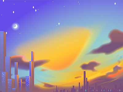 sunset afterlight illustration moon sunset