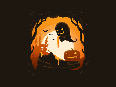 2018 Halloween bat color design drawing ghost halloween halloween design illustration orange paint poster pumpkin run shoe tower